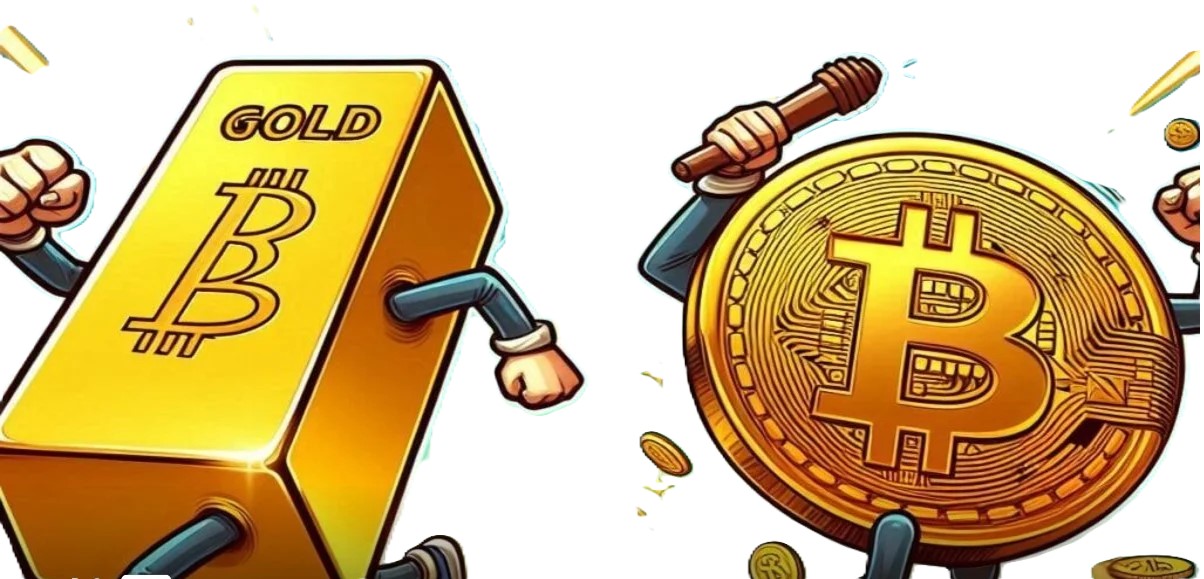 نمودار قیمت بیت‌کوین و طلا