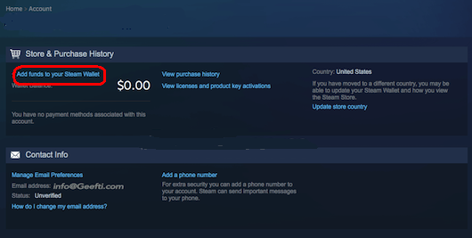 نحوه شارژ اکانت Steam