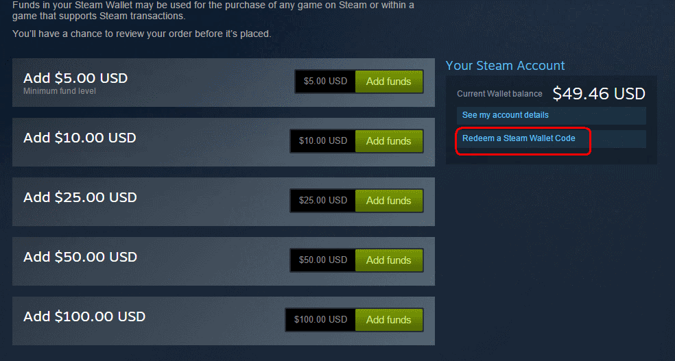 Redeem A Steam Wallet Code