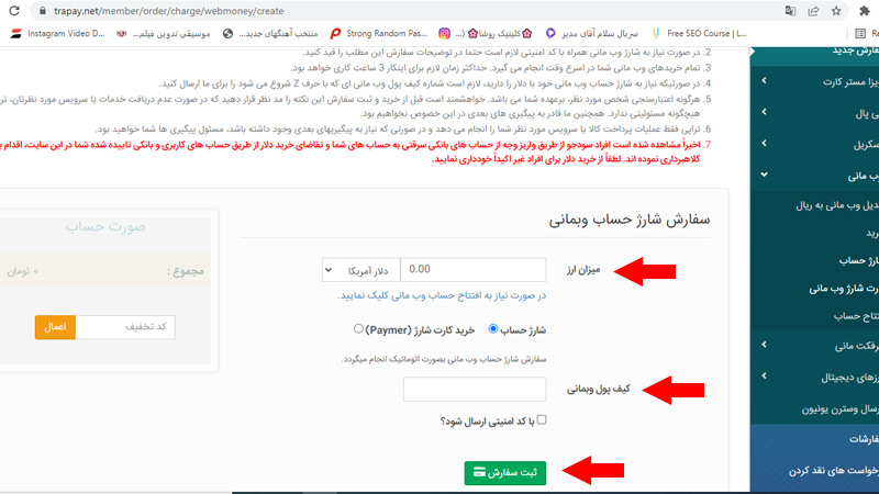 نحوه شارژ وب مانی